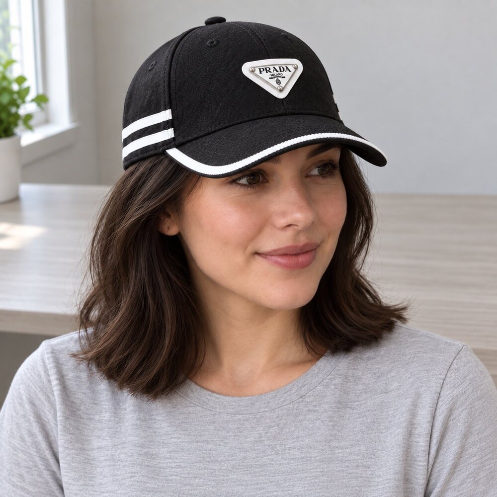 Prada Black Cap with White Trim - Picture 2 of 6